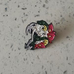 Cool Animal Skull Creature Floral Macabre Life Death Lapel Pin